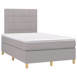 vidaXL Letto a Molle Materasso e LED Grigio Chiaro 120x200 cm Tessuto - Vista aggiuntiva 3