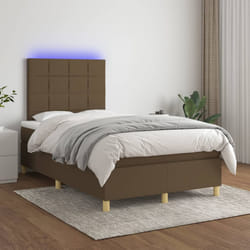 vidaXL Letto a Molle Materasso e LED Marrone Scuro 120x200 cm Tessuto