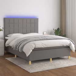 Letto a Molle Materasso e LED Grigio Scuro 140x190cm in Tessutocod mxl 75027