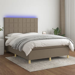 Letto a Molle con Materasso e LED Tortora 140x190 cm in Tessutocod mxl 99005