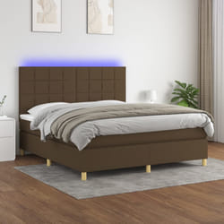 Letto a Molle Materasso e LED Marrone Scuro 160x200 cm Tessutocod mxl 122947