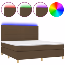 Letto a Molle Materasso e LED Marrone Scuro 160x200 cm Tessutocod mxl 122947 - Vista aggiuntiva 2