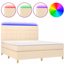 Letto a Molle con Materasso e LED Crema 160x200 cm in Tessutocod mxl 99007 - Vista aggiuntiva 2
