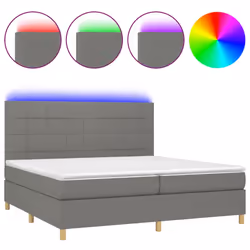 vidaXL Letto a Molle Materasso e LED Grigio Scuro 200x200cm in Tessuto - Vista aggiuntiva 2