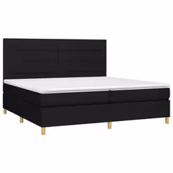 vidaXL Letto a Molle Materasso e LED Nero 200x200cm in Tessuto - Vista aggiuntiva 3