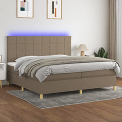 vidaXL Letto a Molle Materasso e LED tortora 200x200cm in Tessuto