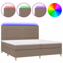 vidaXL Letto a Molle Materasso e LED tortora 200x200cm in Tessuto - Vista aggiuntiva 2