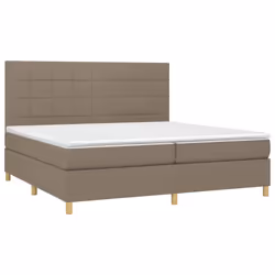 vidaXL Letto a Molle Materasso e LED tortora 200x200cm in Tessuto - Vista aggiuntiva 3