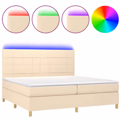 vidaXL Letto a Molle Materasso e LED bianco 200x200cm in Tessuto - Vista aggiuntiva 2