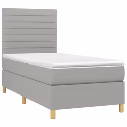 vidaXL Letto a Molle Materasso e LED Grigio Chiaro 80x200 cm Tessuto - Vista aggiuntiva 3