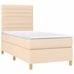 vidaXL Letto a Molle con Materasso e LED Crema 80x200 cm in Tessuto - Vista aggiuntiva 3