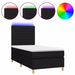 Letto a Molle con Materasso e LED Nero 90x190 cm in Tessutocod mxl 75021
