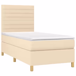 vidaXL Letto a Molle con Materasso e LED Crema 90x200 cm in Tessuto - Vista aggiuntiva 3