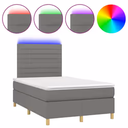 vidaXL Letto a Molle Materasso e LED Grigio Scuro 120x200cm in Tessuto - Vista aggiuntiva 2