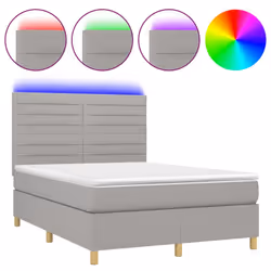 Letto a Molle Materasso e LED Grigio Chiaro 140x190 cm Tessutocod mxl 75032 - Vista aggiuntiva 2