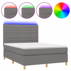 vidaXL Letto a Molle Materasso e LED Grigio Scuro 140x200cm in Tessuto - Vista aggiuntiva 2