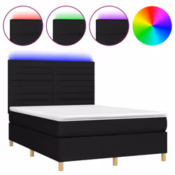 Letto a Molle con Materasso e LED Nero 140x200 cm in Tessutocod mxl 122957 - Vista aggiuntiva 2