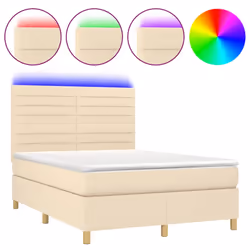 Letto a Molle con Materasso e LED Crema 140x200 cm in Tessutocod mxl 99010 - Vista aggiuntiva 2