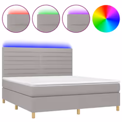 vidaXL Letto a Molle Materasso e LED Grigio Chiaro 160x200 cm Tessuto - Vista aggiuntiva 2