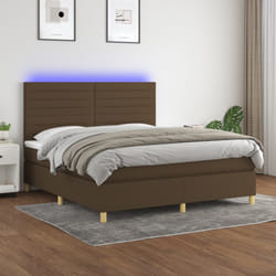 Letto a Molle Materasso e LED Marrone Scuro 160x200 cm Tessutocod mxl 75030