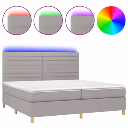 vidaXL Letto a Molle Materasso e LED Grigio Chiaro 200x200 cm Tessuto - Vista aggiuntiva 2