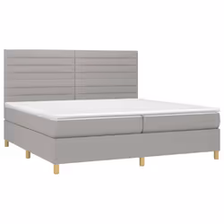 vidaXL Letto a Molle Materasso e LED Grigio Chiaro 200x200 cm Tessuto - Vista aggiuntiva 3