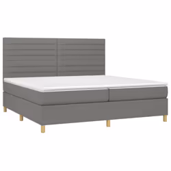 vidaXL Letto a Molle Materasso e LED Grigio Scuro 200x200cm in Tessuto - Vista aggiuntiva 3