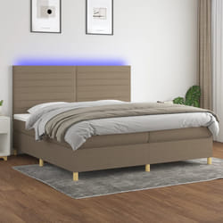 vidaXL Letto a Molle Materasso e LED tortora 200x200cm in Tessuto