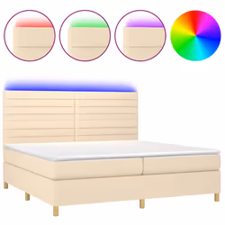 vidaXL Letto a Molle Materasso e LED bianco 200x200cm in Tessuto - Vista aggiuntiva 2
