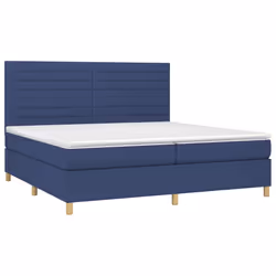 vidaXL Letto a Molle Materasso e LED Blu 200x200cm in Tessuto - Vista aggiuntiva 3