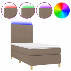 vidaXL Letto a Molle con Materasso e LED Tortora 80x200 cm in Tessuto - Vista aggiuntiva 2