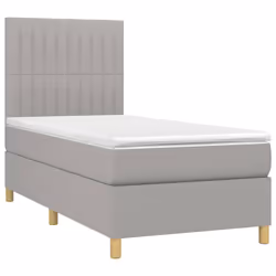 vidaXL Letto a Molle Materasso e LED Grigio Chiaro 90x200 cm Tessuto - Vista aggiuntiva 3