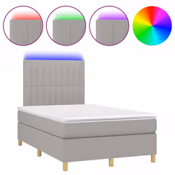vidaXL Letto a Molle Materasso e LED Grigio Chiaro 120x200 cm Tessuto - Vista aggiuntiva 2