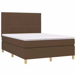 vidaXL Letto a Molle Materasso e LED MarroneScuro 140x190cm in Tessuto - Vista aggiuntiva 3