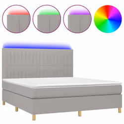 vidaXL Letto a Molle Materasso e LED Grigio Chiaro 160x200 cm Tessuto - Vista aggiuntiva 2