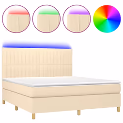 Letto a Molle con Materasso e LED Crema 160x200 cm in Tessutocod mxl 75044 - Vista aggiuntiva 2