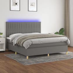 Letto a Molle Materasso e LED Grigio Scuro 180x200cm in Tessutocod mxl 122971