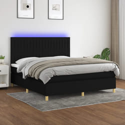 vidaXL Letto a Molle con Materasso e LED Nero 180x200cm in Tessuto