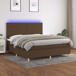 Letto a Molle Materasso e LED MarroneScuro 180x200cm in Tessutocod mxl 122968
