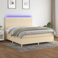 Letto a Molle con Materasso e LED Crema 180x200 cm in Tessutocod mxl 99019