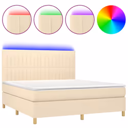 Letto a Molle con Materasso e LED Crema 180x200 cm in Tessutocod mxl 99019 - Vista aggiuntiva 2