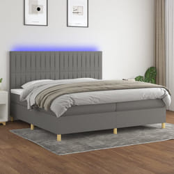vidaXL Letto a Molle Materasso e LED Grigio Scuro 200x200cm in Tessuto