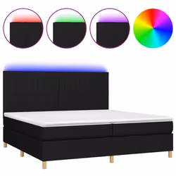 vidaXL Letto a Molle Materasso e LED Nero 200x200cm in Tessuto - Vista aggiuntiva 2