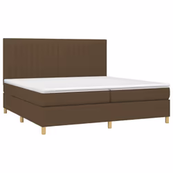 vidaXL Letto a Molle Materasso e LED Marronescuro 200x200cm in Tessuto - Vista aggiuntiva 3