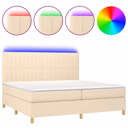 vidaXL Letto a Molle Materasso e LED bianco 200x200cm in Tessuto - Vista aggiuntiva 2