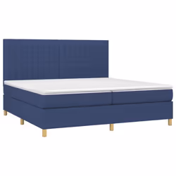 vidaXL Letto a Molle Materasso e LED Blu 200x200cm in Tessuto - Vista aggiuntiva 3