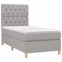 vidaXL Letto a Molle Materasso e LED Grigio Chiaro 80x200 cm Tessuto - Vista aggiuntiva 3