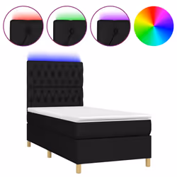 vidaXL Letto a Molle con Materasso e LED Nero 80x200 cm in Tessuto - Vista aggiuntiva 2