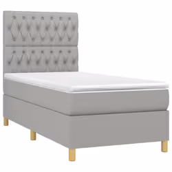 vidaXL Letto a Molle Materasso e LED Grigio Chiaro 90x190 cm Tessuto - Vista aggiuntiva 3