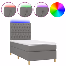 Letto a Molle Materasso e LED Grigio Scuro 90x190 cm in Tessutocod mxl 75057 - Vista aggiuntiva 2